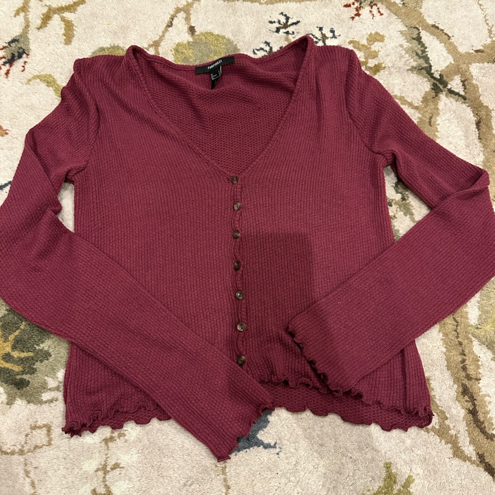 Forever 21 Burgundy Knit Babygirl Top